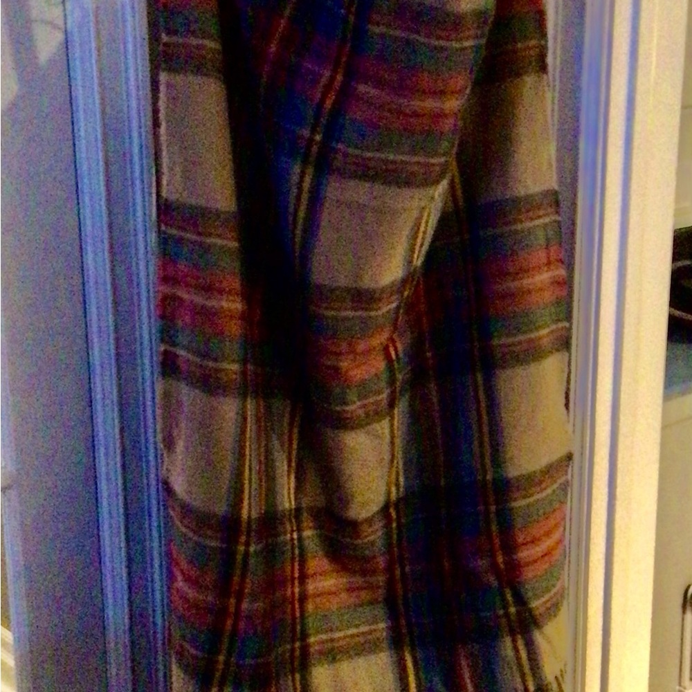 Multicolor Tartan wide Scarf wide with fringe